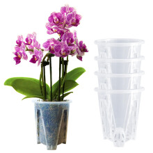 Pavtner Orchidee?pot 6,3 inch 4-pack doorzichtige plastic orchidee?potten met gaten plantenbak voor het verpotten van orchidee? en andere bloemen