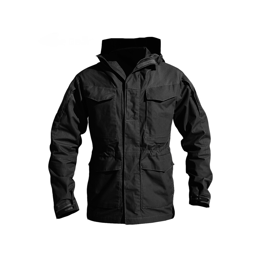 (Noir, XL) M65 UK Vestes d'hiver en polaire Ãpaisse et chaude impermÃable pour homme, coupe-vent de chasse, manteau de pilote