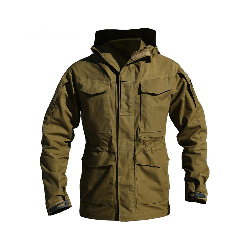 (Marron, XXL) M65 UK Vestes d'hiver en polaire Ãpaisse et chaude impermÃable pour homme, coupe-vent de chasse, manteau de