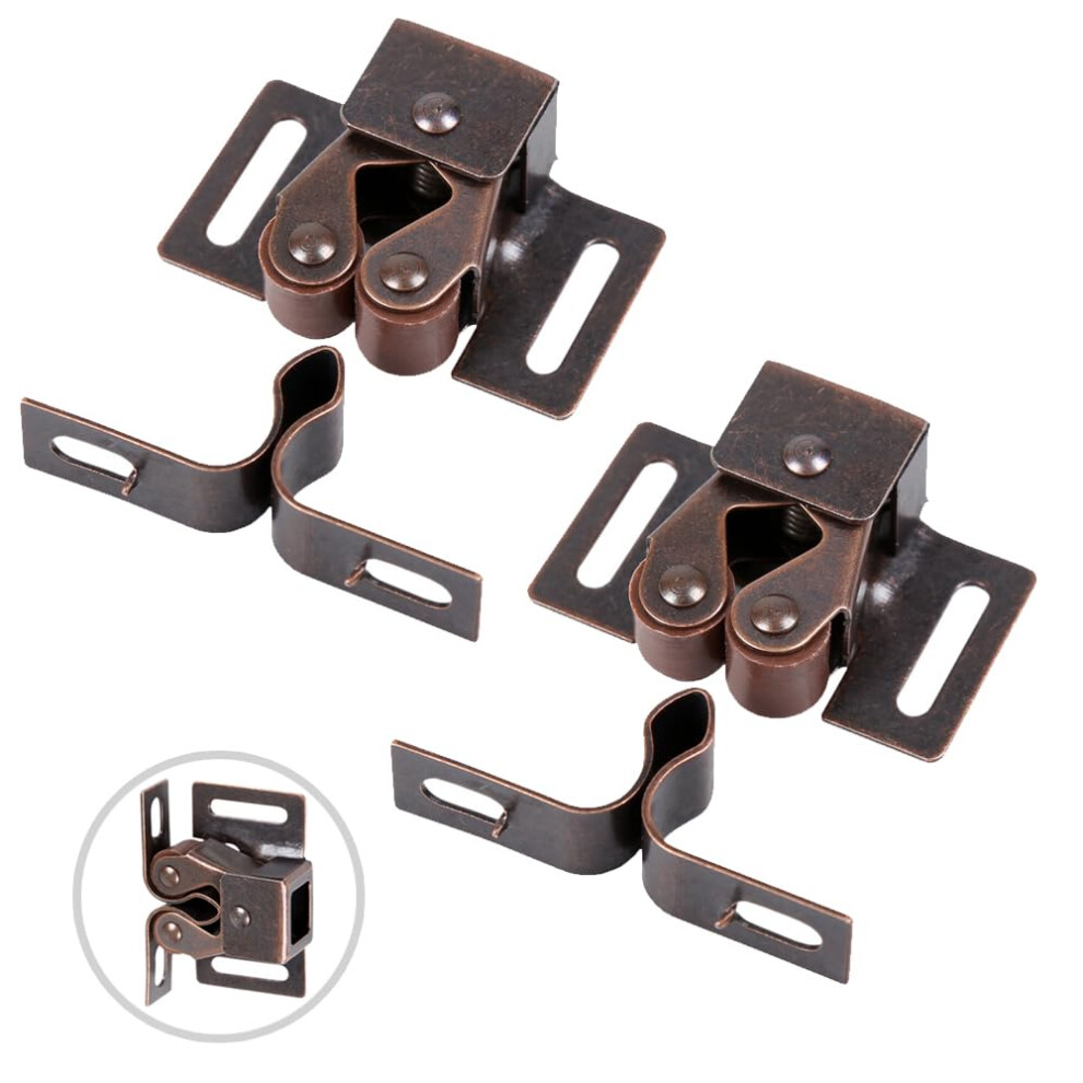 2 Pack Cabinet Latch Double Roller Catch For Cupboard Closet Cabinet Door Latches And Catches Bronze 731173201931