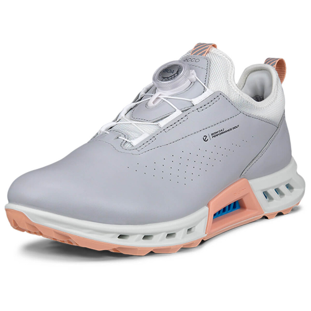 (UK 5-5.5, Concrete) Ecco Womens 2025 BIOM C4 Full Grain Leather Waterproof Boa Spikeless Golf Shoes
