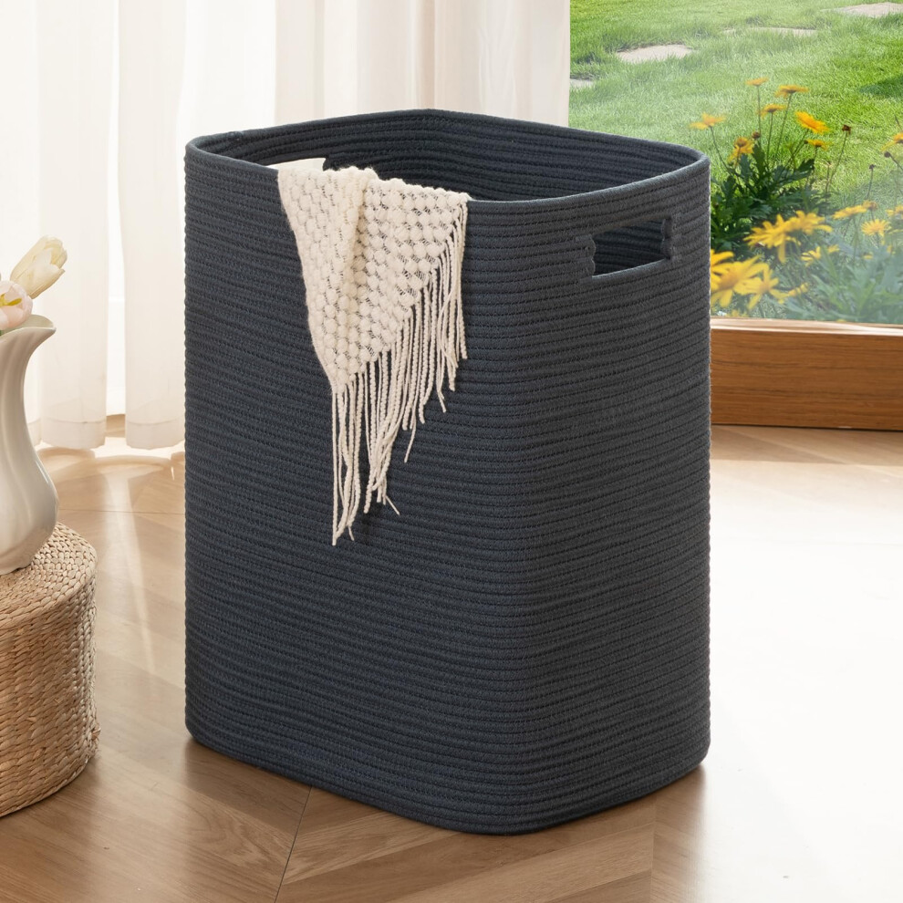 Panier     linge OIAHOMY Panier     linge rectangulaire en coton avec poign   es Grand panier     couvertures pour salon Tiss