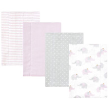 Hudson Baby Unisex detsk bavlnen flanelov obr sky na grganie, fialov slony, 4 ks, jedna velkost