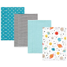 Hudson Baby Unisex detsk bavlnen flanelov obr sky na grganie Happy Planets, 4 ks, jedna velkost