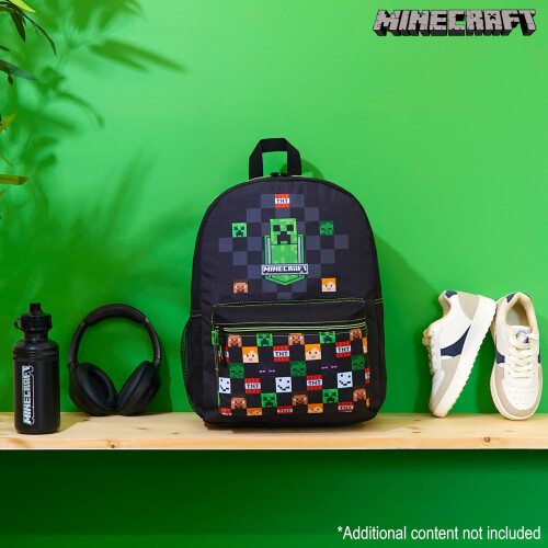 Minecraft Σακίδιο Σχολείου Minecraft για Παιδιά με Φερμουάρ - Δώρα για Gamers (Μαύρο) 1