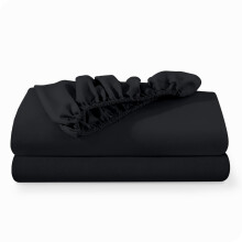 Bare Home 2Pack Fitted Bottom Sheets Twin  Premium 1800 UltraSoft Wrinkle Resistant Microfiber  Deep Pocket Twin  Black