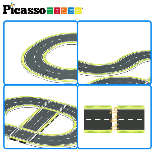 PicassoTiles Μαγνητικά Κεραμίδια Αυτοκινητόδρομου Εκτύπωσης Θεμάτων 1