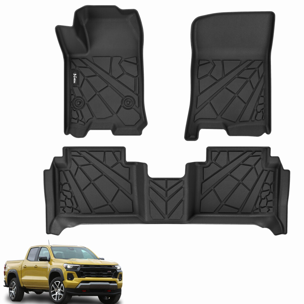Karpal Floor Mats Fit For 2023 2024 Chevrolet Chevy Colorado/Gmc Canyon Crew Cab Custom Fit Colorado Floor Mats Liner Front & Rear Row Tpe All Weather 644197986435