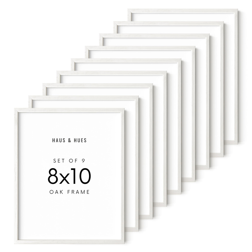 Ensemble de 9 cadres photo blancs HAUS AND HUES 8x10 - Cadre en bois Cadre photo 8x10 Cadre d'art blanc Cadre photo en bois blanc Bois blanc 8x10
