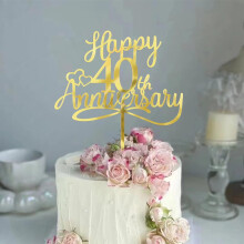 Sleyberoy Acrilic Happy 40th Anniversary Toppers -Toppers pentru petreceri aniversare a venitului 40 de ani de nunta Aniversare Aniversare Petrec