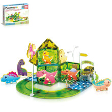 Picassotiles dinosaur magnet fliser racerbane bane med 8 magnetiserede actionfigurer 2 biler tilbeh?r gadeskilt kit magnetiske fliser byggeri byg