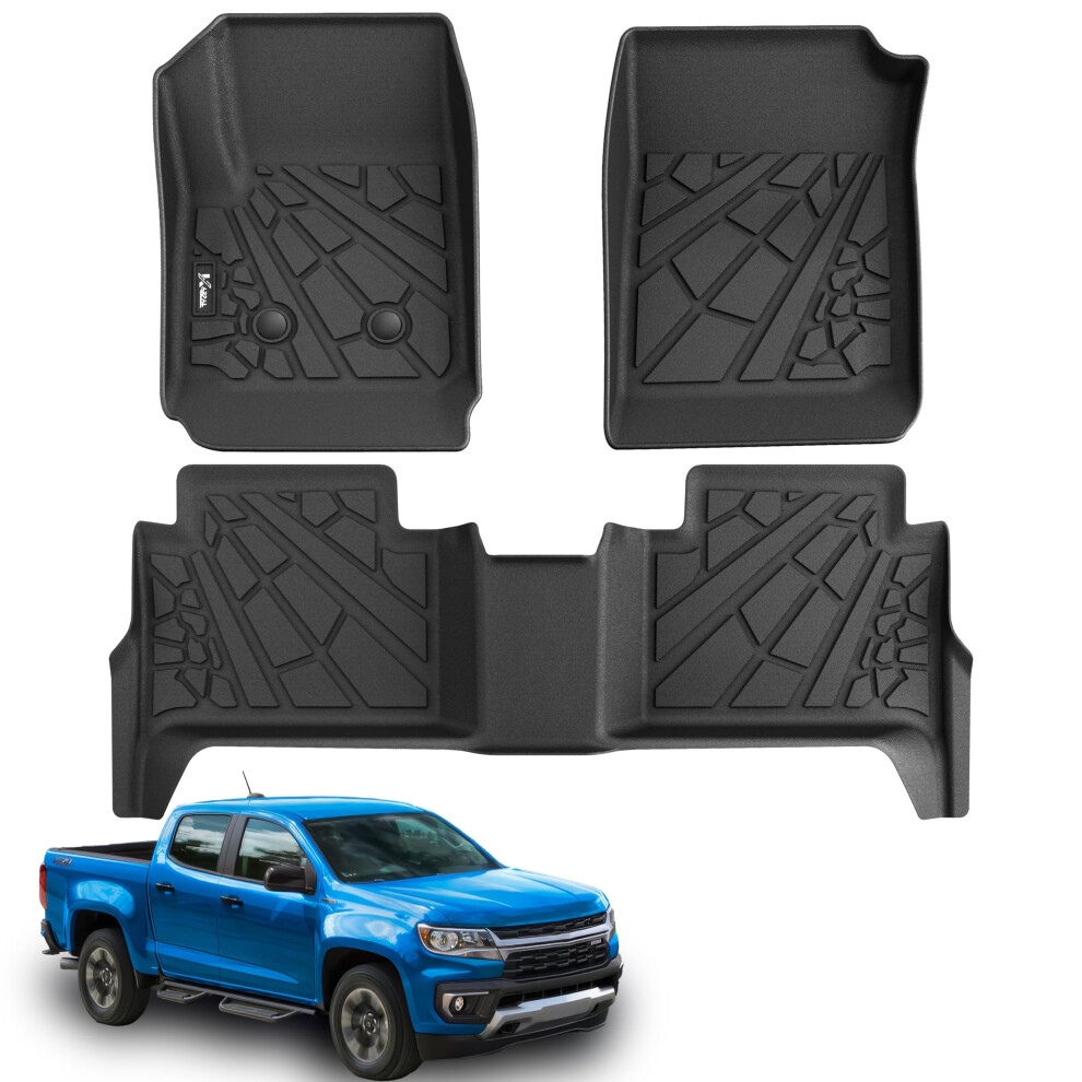 Karpal Floor Mats Fit For 2015-2022 Chevrolet Chevy Colorado/Gmc Canyon Crew Cab Custom Fit Colorado Floor Mats Liner Front & Rear Row Tpe All Weather 644197986428