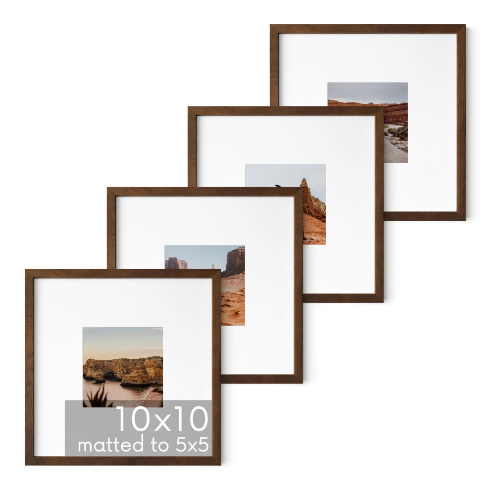 Cadres photo carr   s 10x10 HAUS AND HUES Lot de 4 cadres photo 10x10 Cadres photo en noyer Cadres photo 10 x 10 Cadre carr
