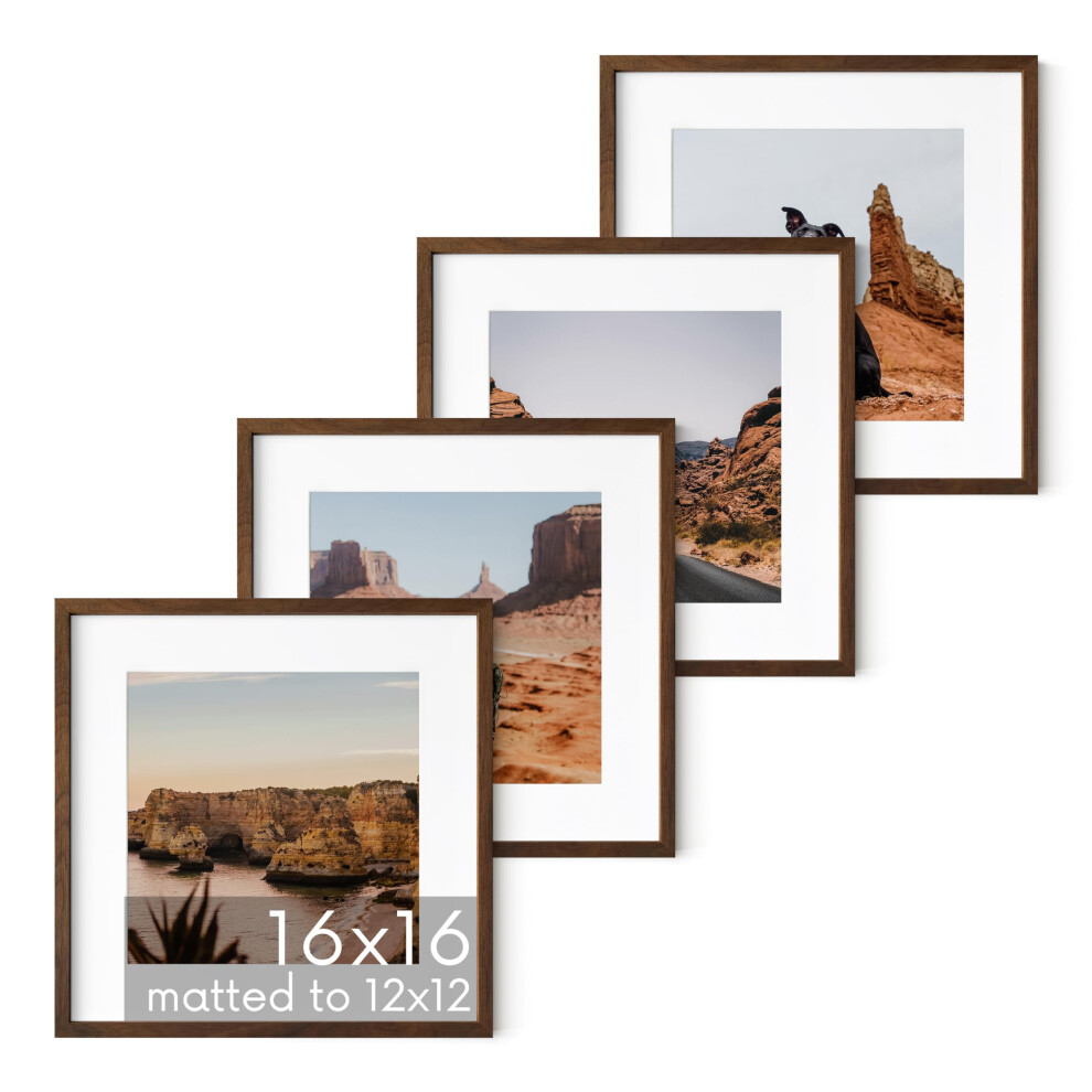 Cadres HAUS AND HUES 16x16 Cadres photo en noyer Cadres en noyer 16x16 Cadres carr   s 16x16 Pack de cadres photo 16 x 16 en noyer W