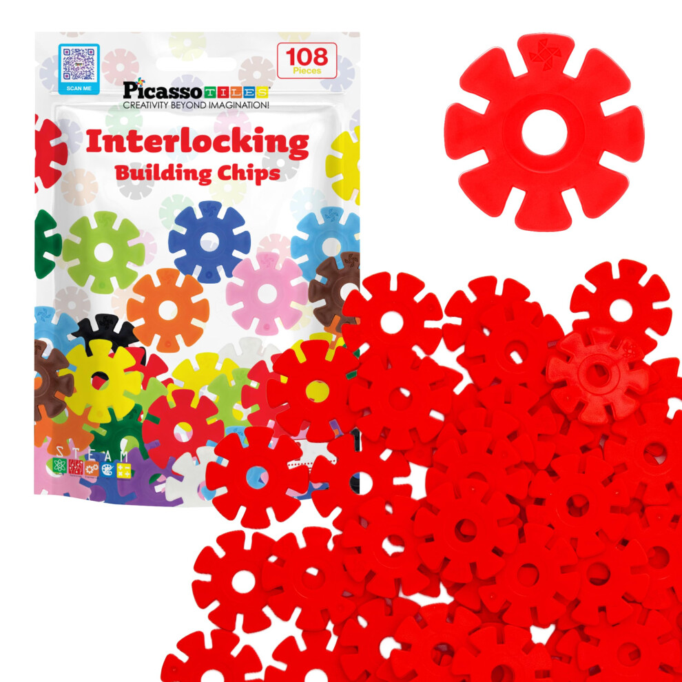 Photos - Construction Toy PicassoTiles Building Chips Interlocking Disc Construction Blocks in Red Color STEM Learning Early Education Toy Engineering