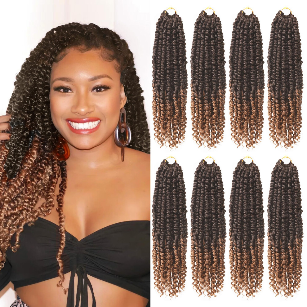 Kaksilehti Crochet Passion Twist Hair 14 Inch 8Packs Crochet Hair Pre Looped Bohemian Twist Braids Pre-Twisted Soft Passion Twist Crochet Hair Curly Crochet Twis