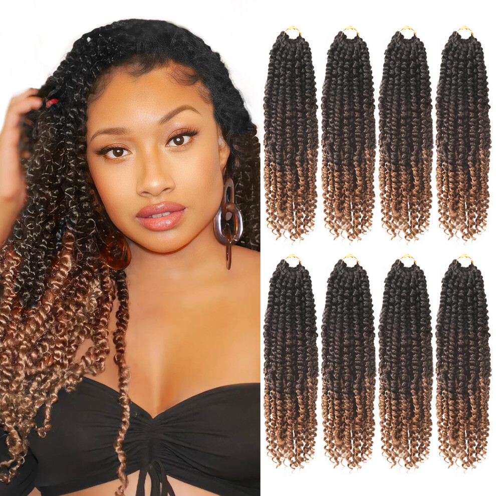 Bileaf Crochet Passion Twist Hair 14 Inch 8Packs Crochet Hair Pre Looped Bohemian Twist Braids Pre-Twisted Soft Passion Twist Crochet Hair Curly Cr