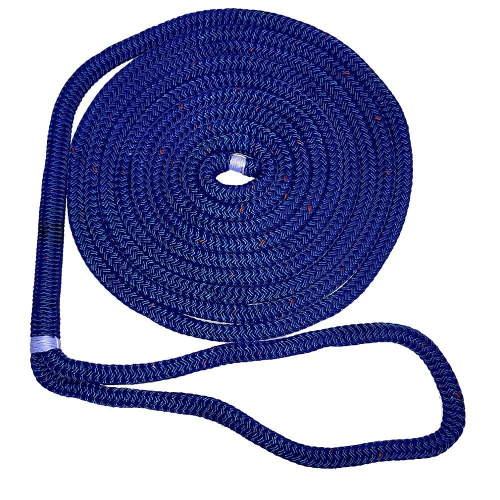 New England Ropes 3/8"" Double Braid Dock Line - Blue w/Tracer - 15'-image-OPC-PFNPJPP-NEW