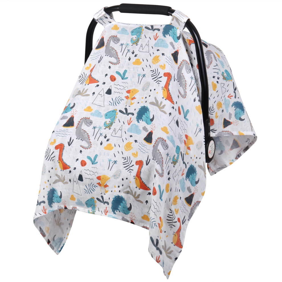 Metplus Muslin Carseat Cover For Babies Breathable Infant Carseat Cover Lightweight Baby Carrier Cover For Girls Boys Fit Spring Summer/Hot Days/Warm