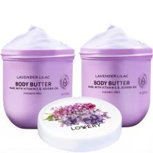 LOVERY Lavendel-Flieder-Krperbutter  Shea-Creme mit Jojobal und Vitamin E  feuchtigkeitsspendende natrliche Feuchtigkeitscreme fr die Hnde  1