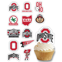 Ozdoby na muffiny Ohio State University (24 kusov) - p rty potreby Ohio State University pre futbalov t m OSU Buckeyes - darcek na narodeninov