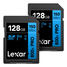 Lexar 128 GB (2er-Pack) Hochleistungs-800x PRO SDXC UHS-I-Speicherkarte C10 U3 V30 4K-UHD-Video mit bis zu 150 MB/s Lesegeschwindigkeit fr Point-and