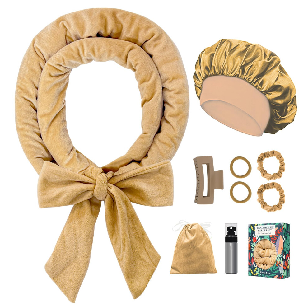 Gwabee 70 Bigoudis souples pour boucles de nuit - Enveloppement de boucles sans chaleur avec 9 tiges pour cheveux longs Kaki