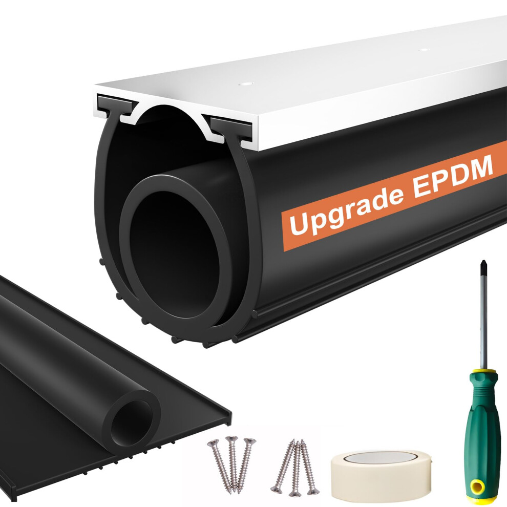 Kit de joints de porte de garage Nayotaa robustes en caoutchouc avec base de retenue de rail en aluminium pr   -perc   e (3 m)