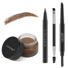 LAVONE Σετ Σφραγίδας Φρυδιών με Waterproof Μολύβι, Υγρό Eyeliner & Πινέλο - Μεσαίο A
