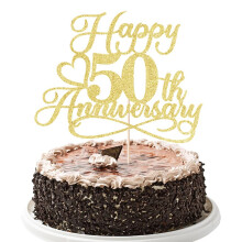 Decoratiuni pentru tort YUINYO cu sclipici pentru 50 de ani de aniversare - Decoratiuni pentru petreceri de nunta Aniversarea de 50 de ani de nun