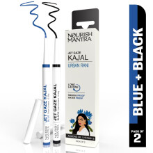 NOURISH MANTRA Jet Gaze Kajal Urban Rani  Combo  Schwarz & Blau 0,35 g | Mit Mandell, Arganl und Vitamin E | Intensive Pigmentierung | Wischfest