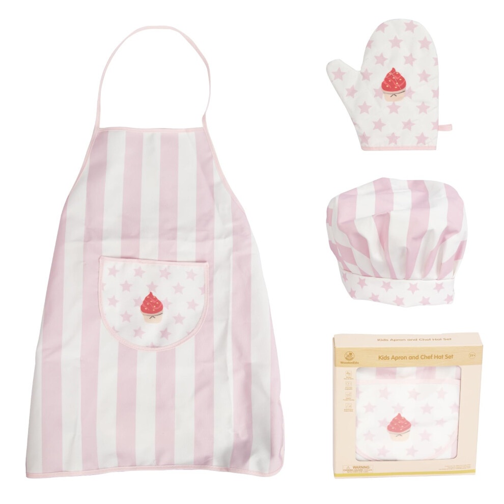 Ensemble tablier et toque de chef WoodenEdu pour enfants, 3 pièces, kit de cuisine et de pâtisserie pour enfants, jeu de rôle, jouet de chef, cad
