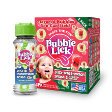 Bubblelick Juicy Watermelon Splash (2,5 FL OZ 4 -pachet) Bulele comestibile pentru copii ?i cini - aroma naturala excelenta pentru jucarii ?i so