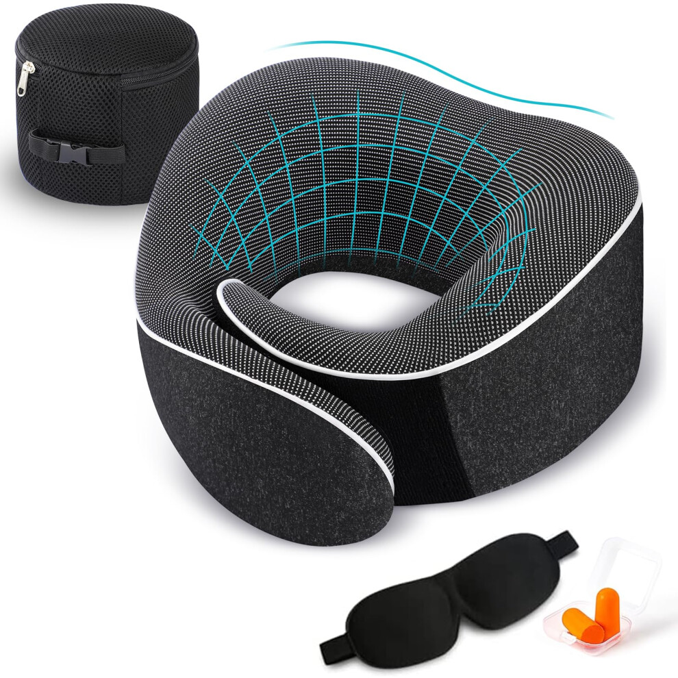 Almohada De Viaje De Espuma Viscoel Stica Para El Cuello, Soporte Para La Cabeza, Suave, Para Dormir, Descansar, Avi N, Coche Y Uso Dom Stico (1-image