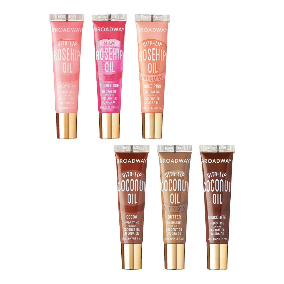 Ruby Kisses Red Broadway Lip Gloss Vita-Lip Tinted Lip Gloss, Moisturizing, Soothing, Super Glossy With Coconut Oil And Rosehip Oil