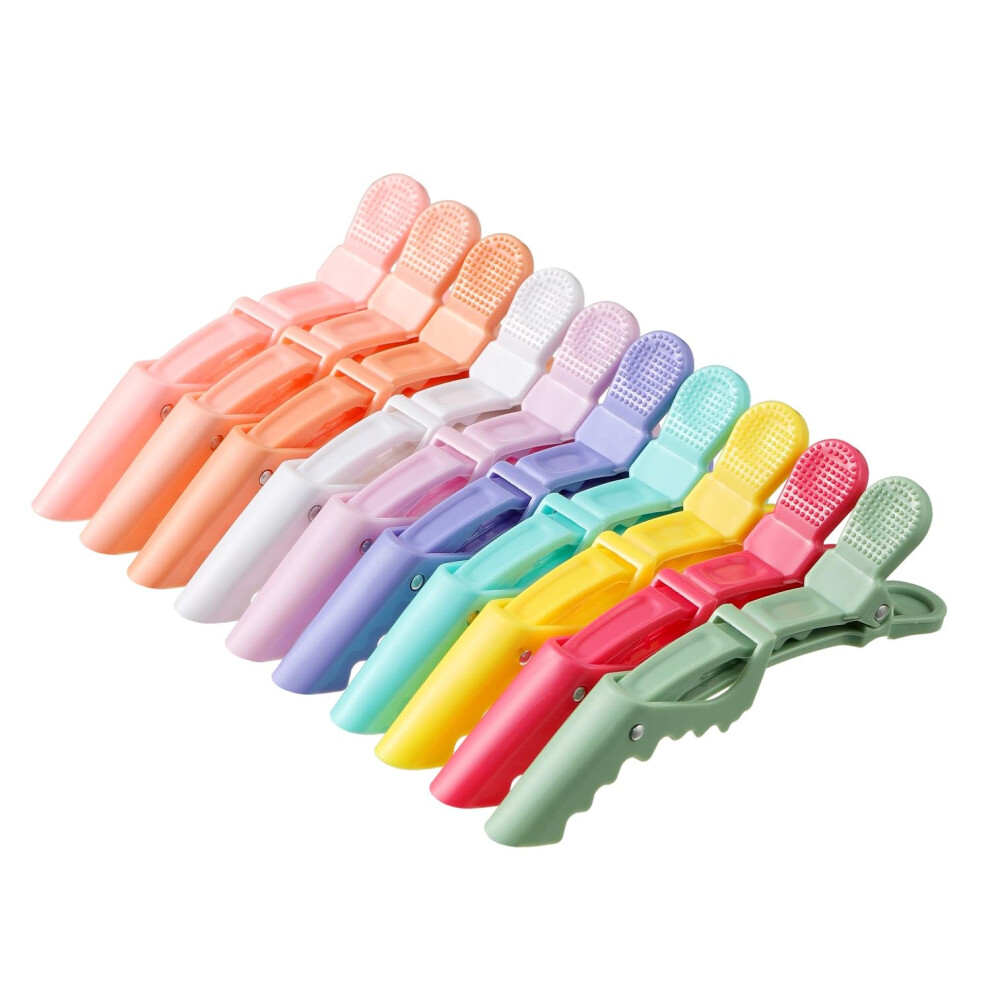 Liasun 10Pcs/Set Multicolor Croc Clips Transparent Plastic Hairdresser Clips Hair Styling Sectioning Barrettes Professional Non Slip Alligator Clip