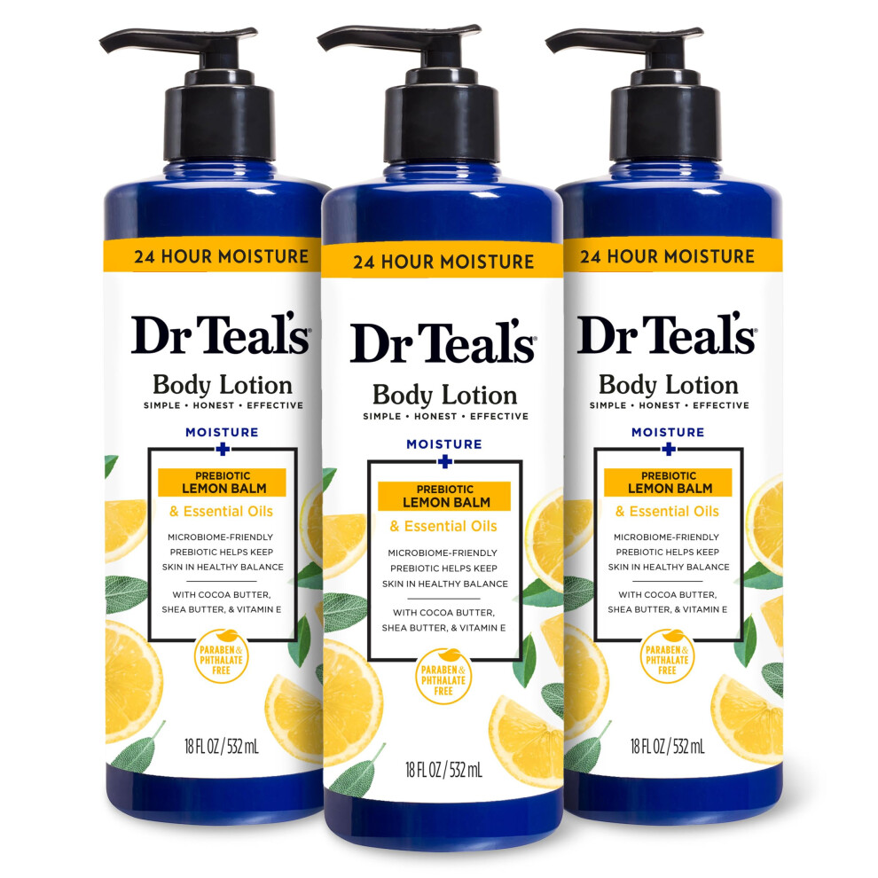 Dr Teal's Body Lotion  Lemon Prebiotic Lemon Balm & Essential Oils  18 oz Pack of 3
