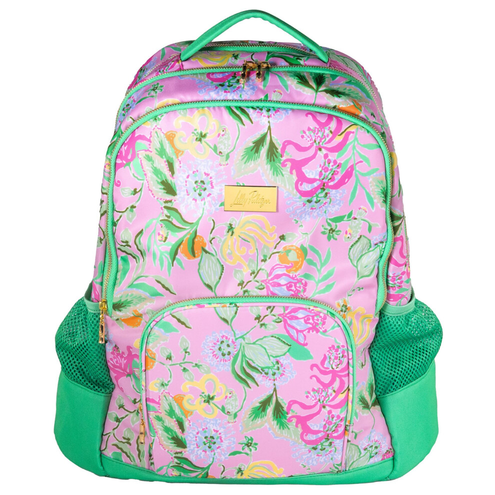 Lilly Pulitzer Large Backpack with Pockets Adjustable Strap and Handle Large Bookbag for Work and Travel Via Amore Spritzer