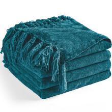 Manta de Chenille LONG CREATE para Sofá 50"X 60", Suave y Acogedora con Flecos para Cama Silla