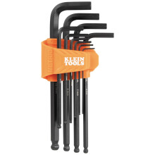 Klein Tools BLS10M 10-Key Metric Hex Key Caddy Set L-Style Ball-End Keys Sizes 1.5 to 10mm Heat-Treated Black Phosphate