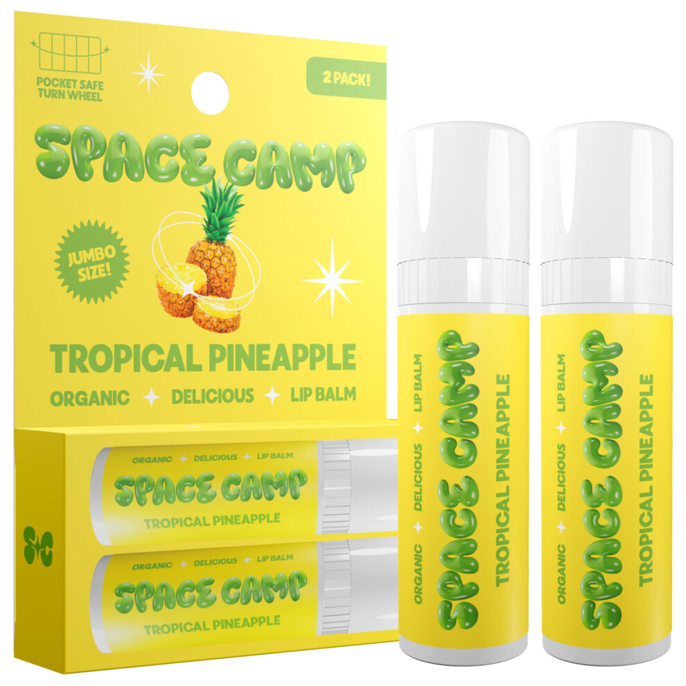 Space Camp Wellness Jumbo Lip Balm - Tropical Pineapple Organic Flavored Balm 2 Pack