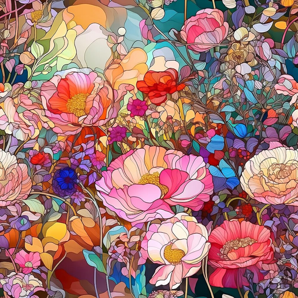 Redamancy Colorful Flowers Pinkyellowred Glass Satined Peel And Stick Wallpaper Stick On Contact Paper Vintage Wall Paper Easy 016392849240