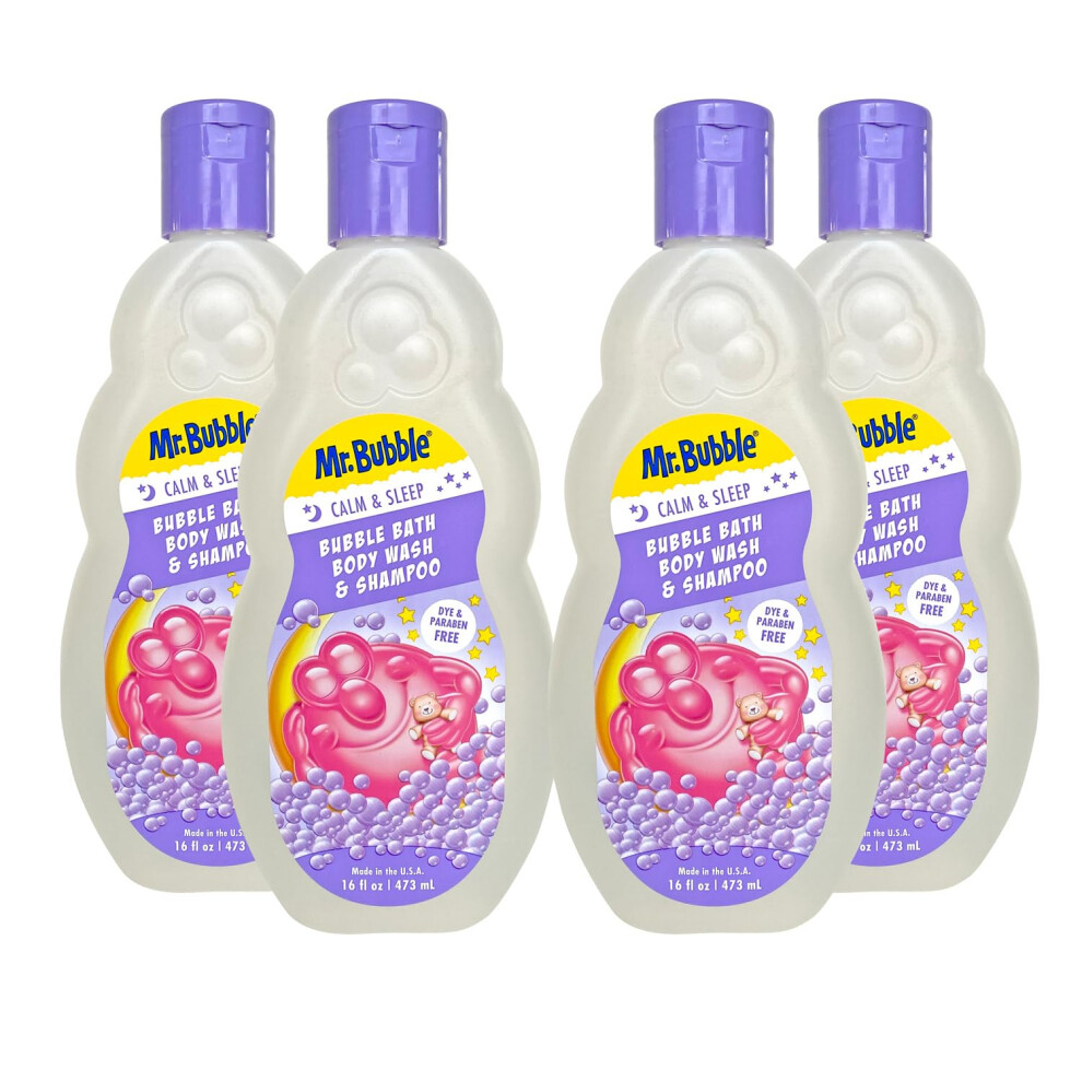 Mr. Bubble Calm And Sleep 3In1 Bubble Bath, Body Wash & Shampoo, 16 Oz., Pack Of 4 Meneer Schoon