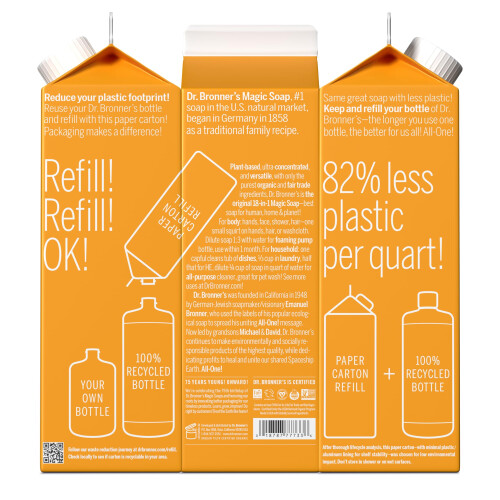 Dr Bronner's Dr. Bronner's Pure-Castile Liquid Soap Refill (Citrus 32oz frpackning med 2) 1