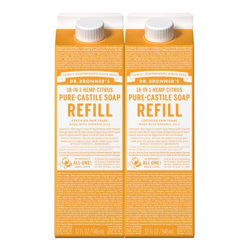 Dr Bronner's Dr. Bronner's Pure-Castile Liquid Soap Refill (Citrus 32oz frpackning med 2)
