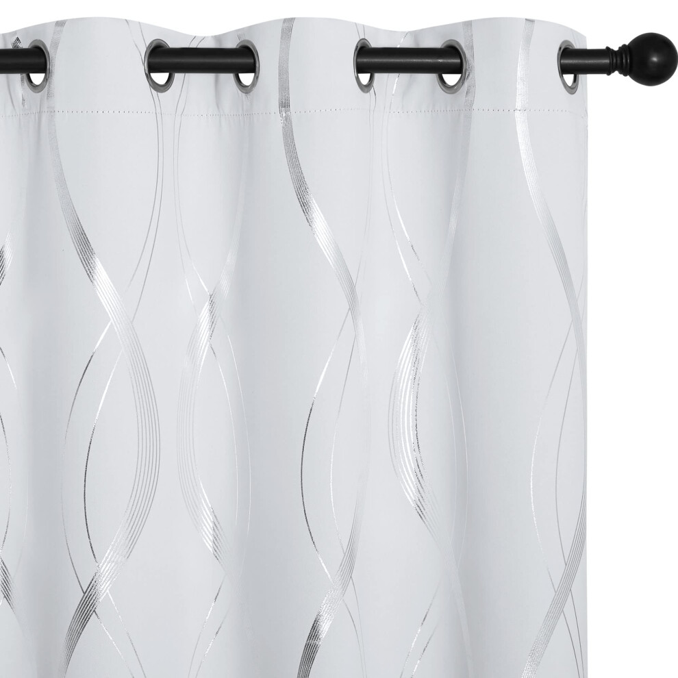 Nicetown White Greyish Room Darkening Curtain Panels 2 Panels 34 By 54 Window Treatment Thermal Insulated Grommet Room Darkening Curtains/Panels/Drape