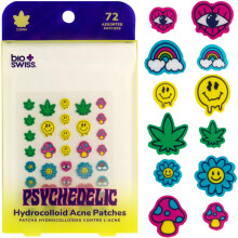 BioSwiss Pickelpflaster, psychedelisch geformtes Akne-Pflaster fr Pickel und Hautunreinheiten, Hydrokolloid-Fleckenaufkleber fr Gesicht und Haut, 7