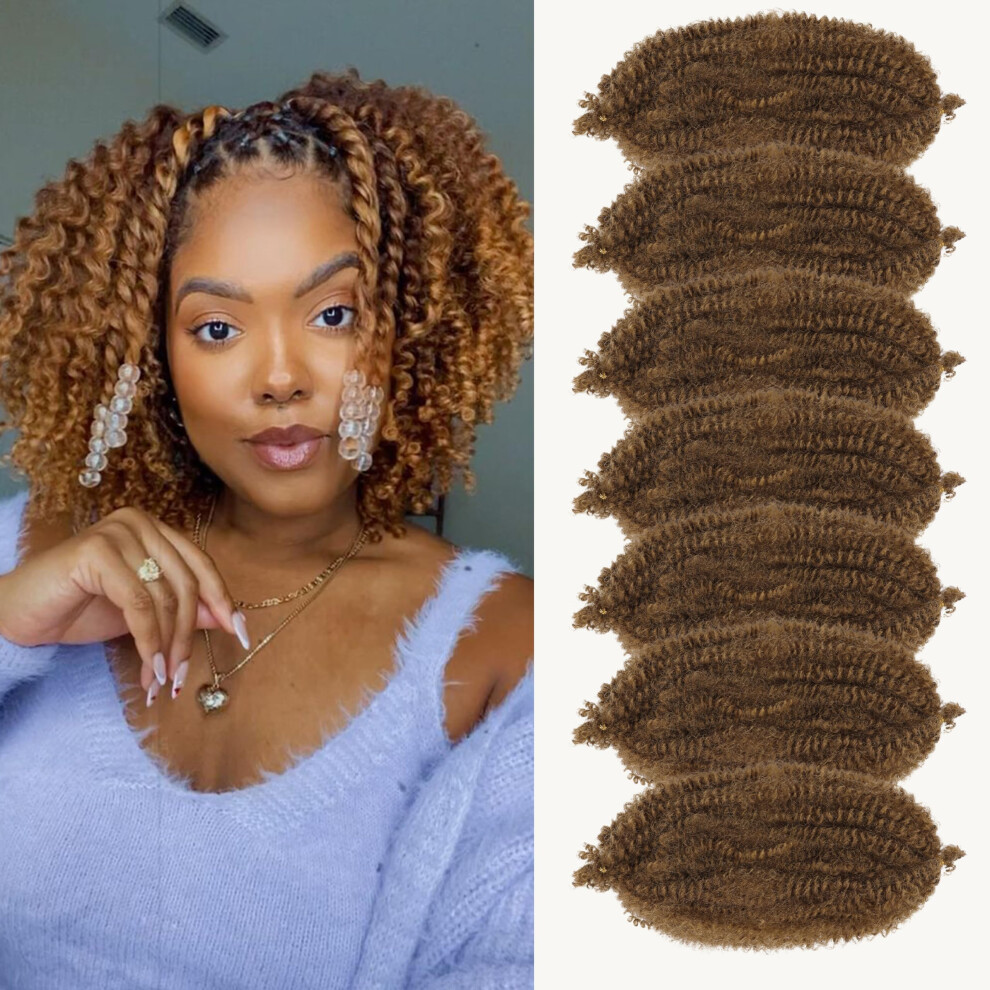 Gowit Unisex Brown Marley Twist Braiding Hair 12 Inch 7 Packs Spring Twist Hair Springy Afro Twist Hair Soft Marley Hair For Wrapping Locs Cuban Twist Ha