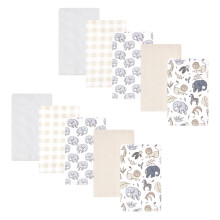 Hudson Baby Unisex flanelov vlhcen utierky na odgrgnutie pre b b tk , 10 ks, neutr lne safari, jedna velkost