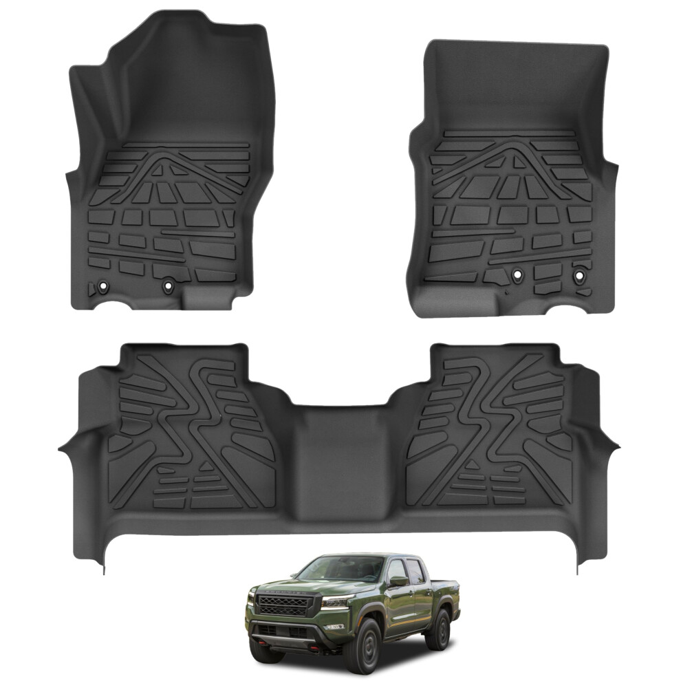 Karpal Floor Mats Fit For Nissan Frontier 2022 2023 2024 Crew Cab W/ 2Nd Row Under-Seat Storage Tpe All Weather Protection Heavy Duty Floor Liners F 644197987531